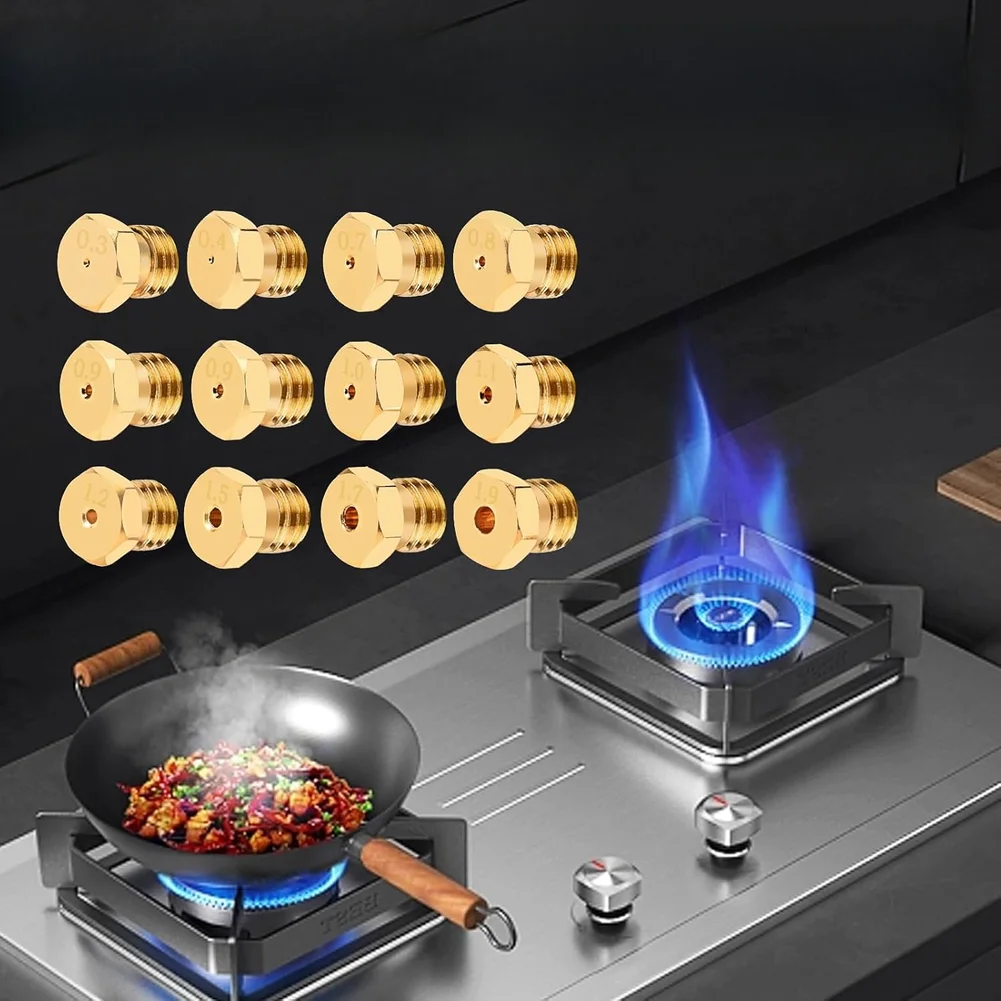 Natural Gas Convert Brass Burner Nozzle Solid Brass Construction 11 Orifice Sizes Precision Orifice Sizes Gold