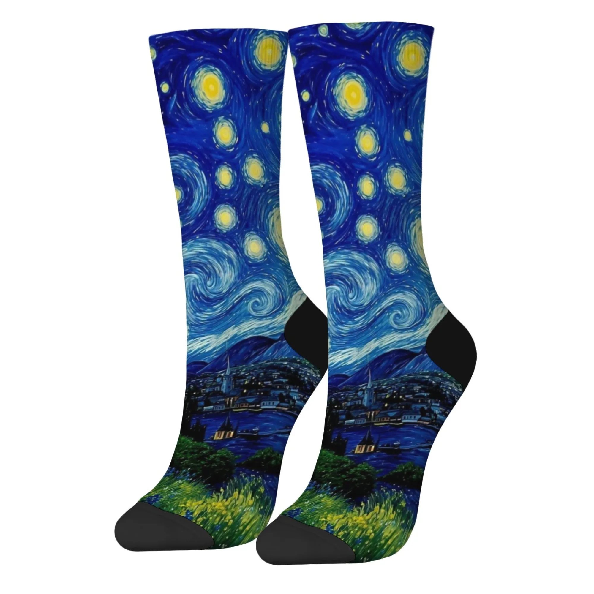 Van Gogh style starry night men's socks retro style casual fashion art socks comfortable non-slip unisex novelty funny socks