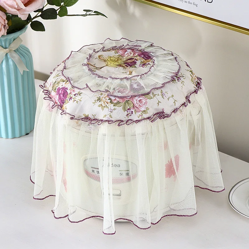 Pastoral Embroidered Lace Dust Cover Universal Air Fryer Dust-Proof Covers Kitchen Appliances Electric Pressure Cooker Protector