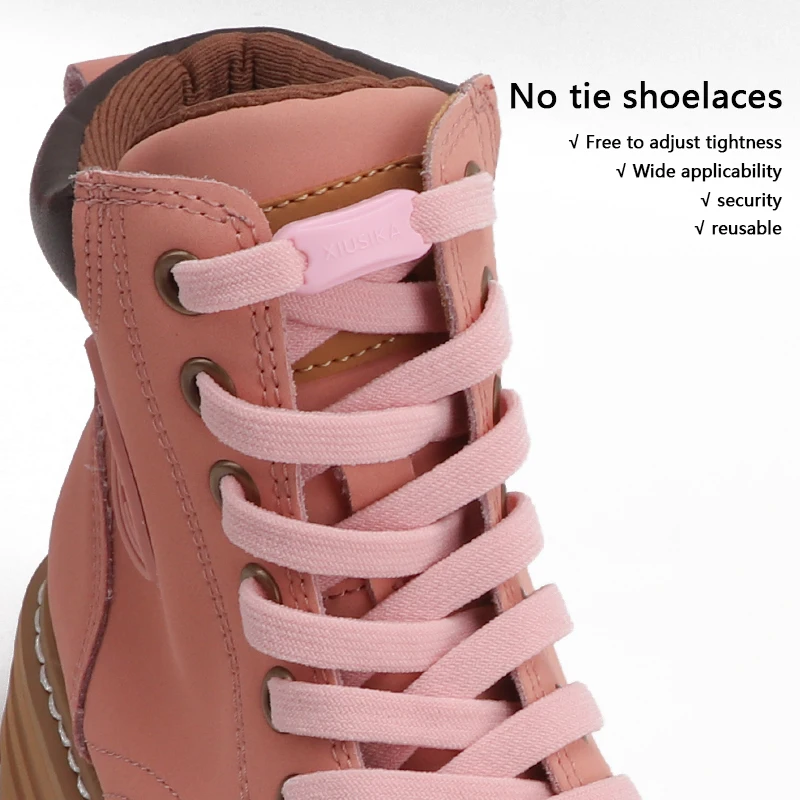 1Pair Elastic Laces Sneakers Colourful No Tie Shoelaces Adults Kids 8MM Wide Flats Boots Shoelace Without Ties Shoes Accesories