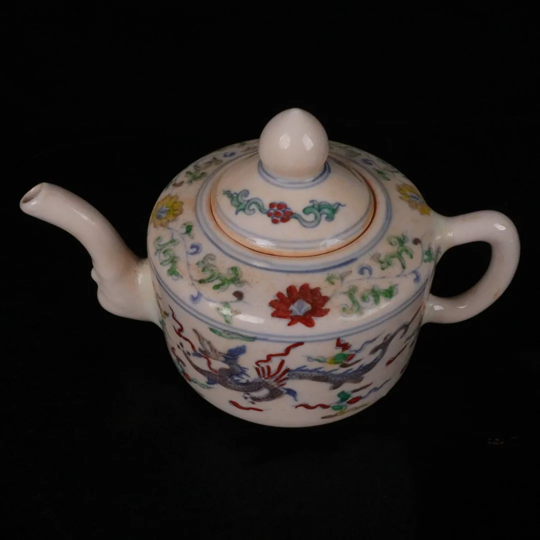 Doucai Shuanglong Chengxiang Pattern Holding Pot Jingdezhen Antique Porcelain Decoration