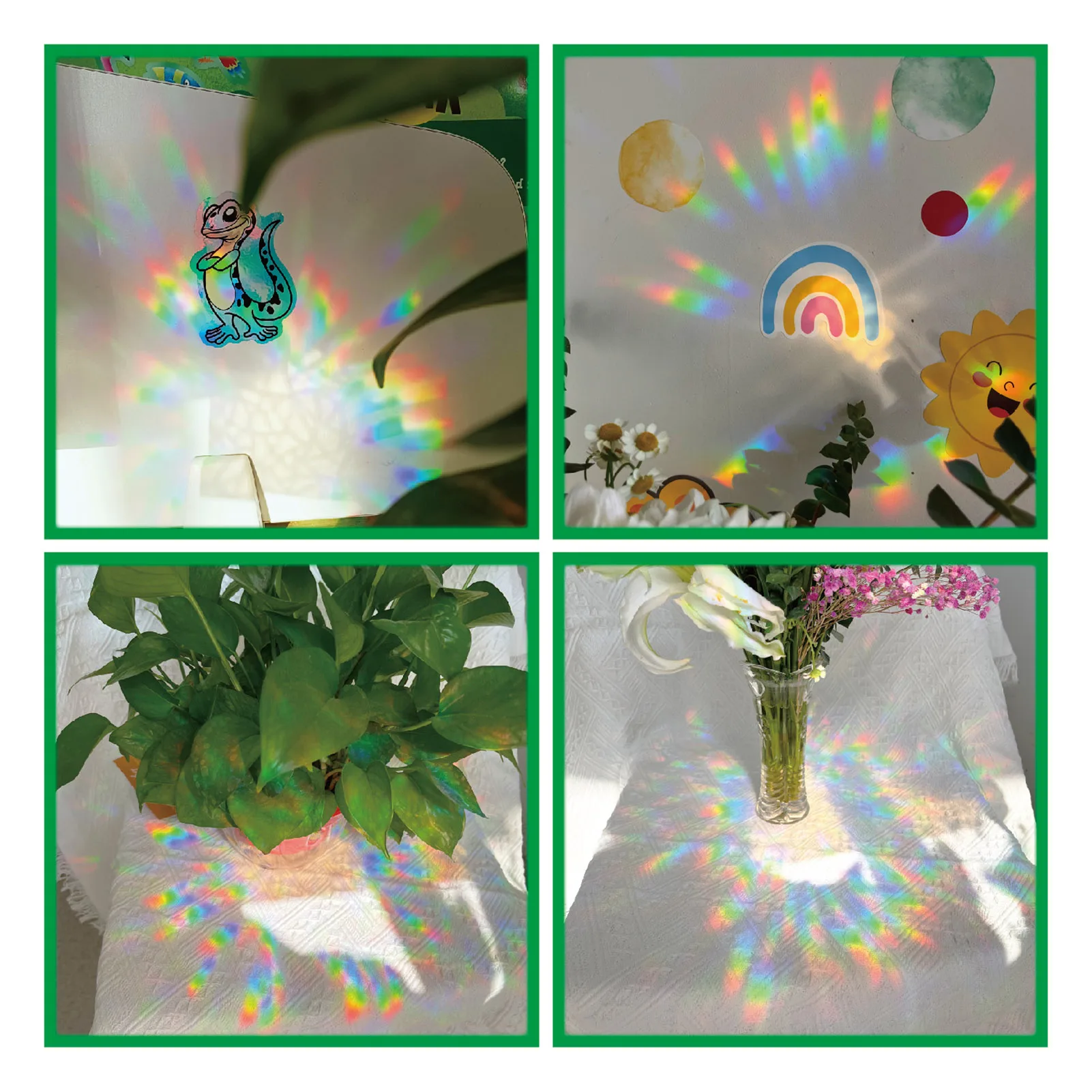 Arcobaleno Suncatcher Adesivi per finestre PVC Gatto Farfalla Prisma Adesivo da parete in vetro Casa Decorazione camera da letto per bambini Decalcomania autoadesiva