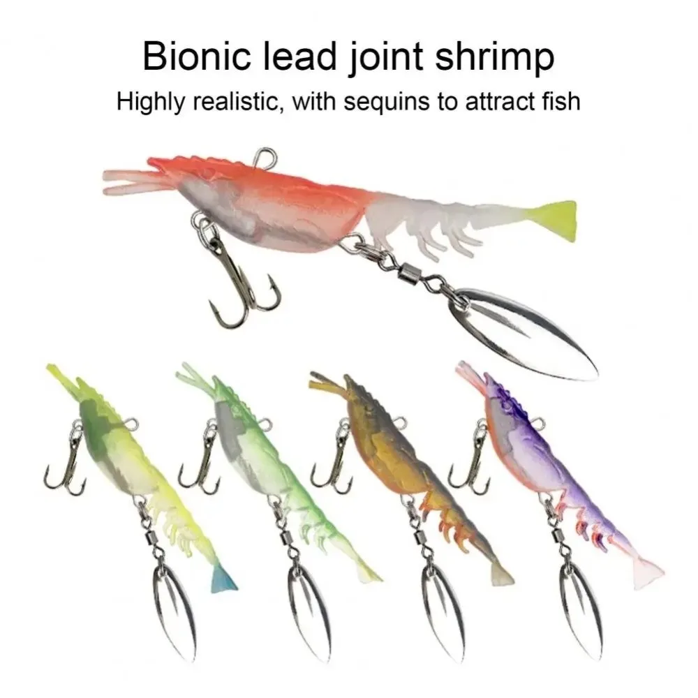 

6.7cm Length PVC Shrimp Fishing Lures 4g Weight Sequin Prawn Artificial Bait Artificial Shrimp Design PVC Material