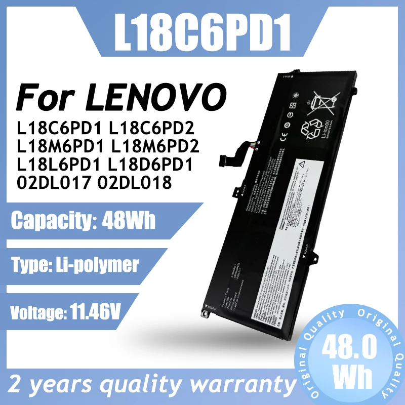 11.46V 48Wh L18C6PD1 Brand New Battery code: L18C6PD1 L18M6PD1 Laptop Battery For Lenovo Thinkpad X390 X395 Series