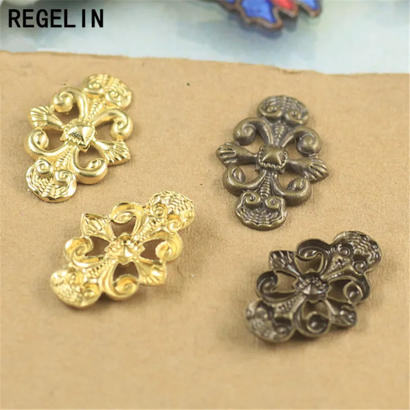 REGELIN Flower Connectors Flower Pendant Metal Crafts Gift Decoration 50pcs/lot 6 Colors 12x17mm DIY Findings
