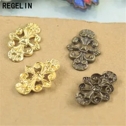 REGELIN Flower Connectors Flower Pendant Metal Crafts Gift Decoration 50pcs/lot 6 Colors 12x17mm DIY Findings