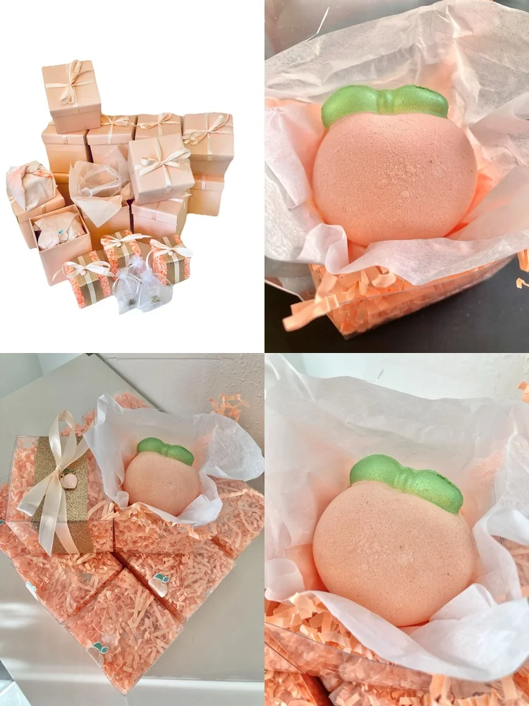 

Handmade Peach Scented Bath Ball Relaxing Bath Spa Aromatherapy Gift Set