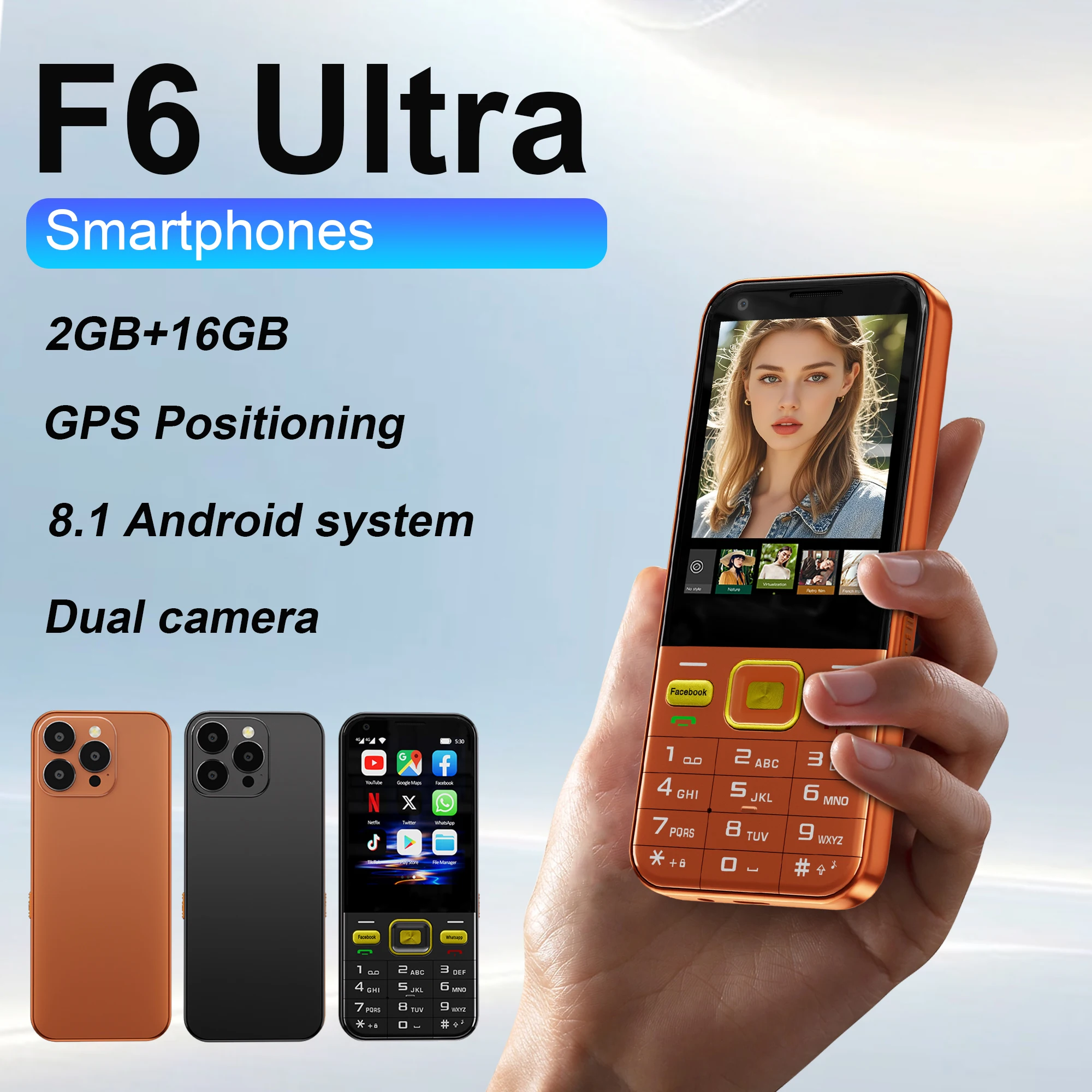 SERVO 4G Smartphone Android System 2GB+16GB 2.8-inch screen 2200mAh battery WiFi 2 SIM Standby T9 Button Smart Mobile Phone