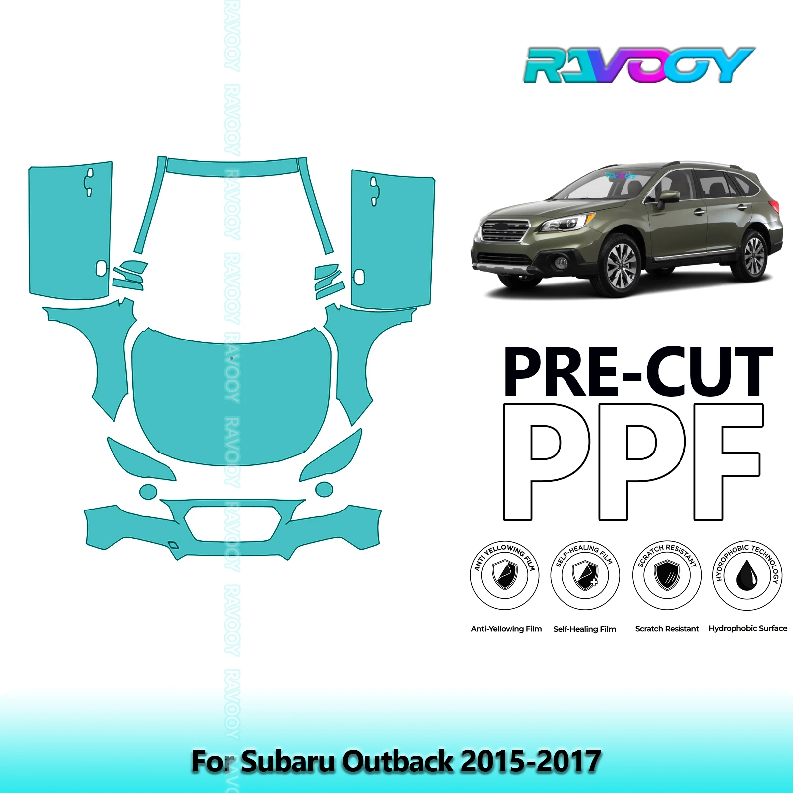 

Автомобильный передний комплект + двери, прозрачный бюстгальтер, предварительно вырезанная защитная пленка PPF для Subaru Outback 2015-2017