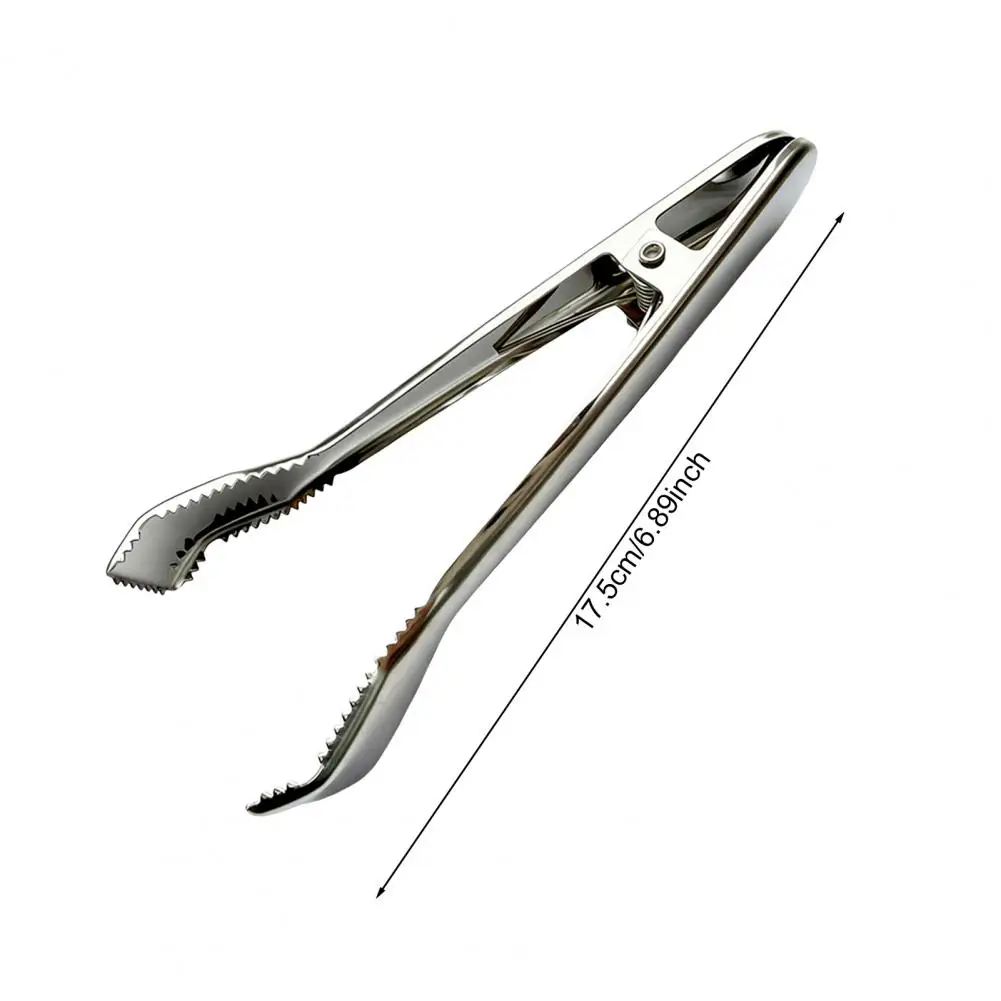 Ice Clamp Stainless Steel Ice Tongs Spring Design with Serrated Grip Non-Slip Ice Clip for Sugar Cubes Snacks