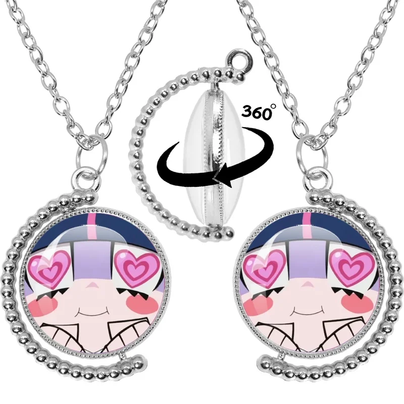 25mm Double-sided Rotatable Necklace Anime Panty & Stocking with Garterbelt Cartoon Character Panty Stocking Charms Fans Gift