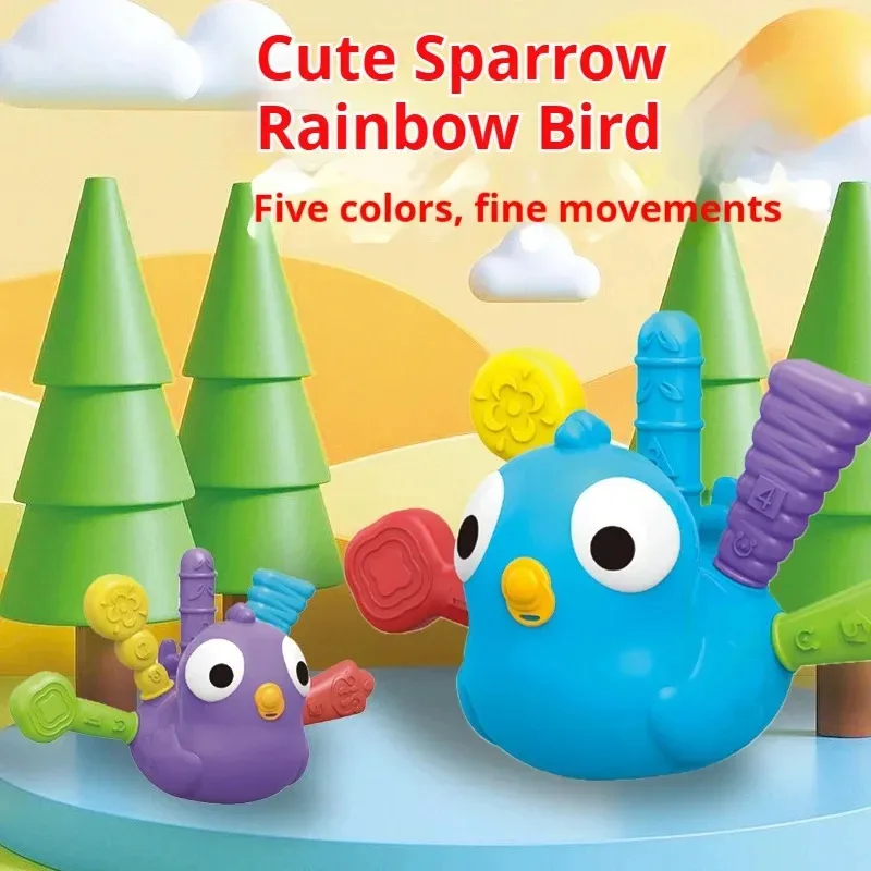 Baby Building Rainbow Bird Toys – Lernspielzeug für Montessori-Lernspielzeug mit Zahlen und Farben für Kleinkinder von 6–36 Monaten