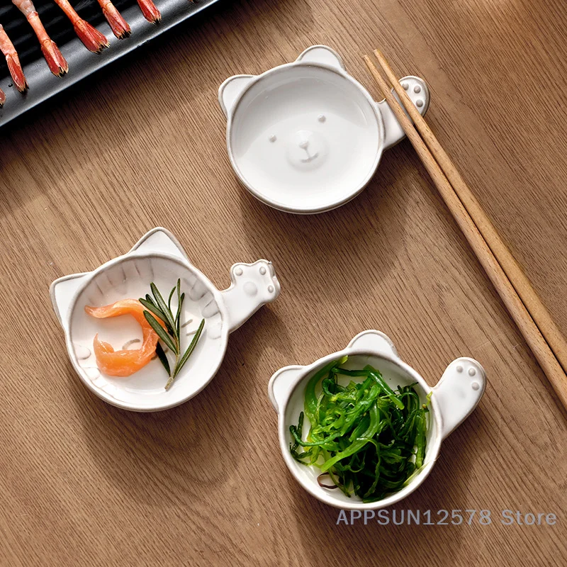 

Soy Sauce Dish Chopstick Holder Creative Cute Side Dish Seasoning Dipping Sauce Dish Home Ceramic Dish