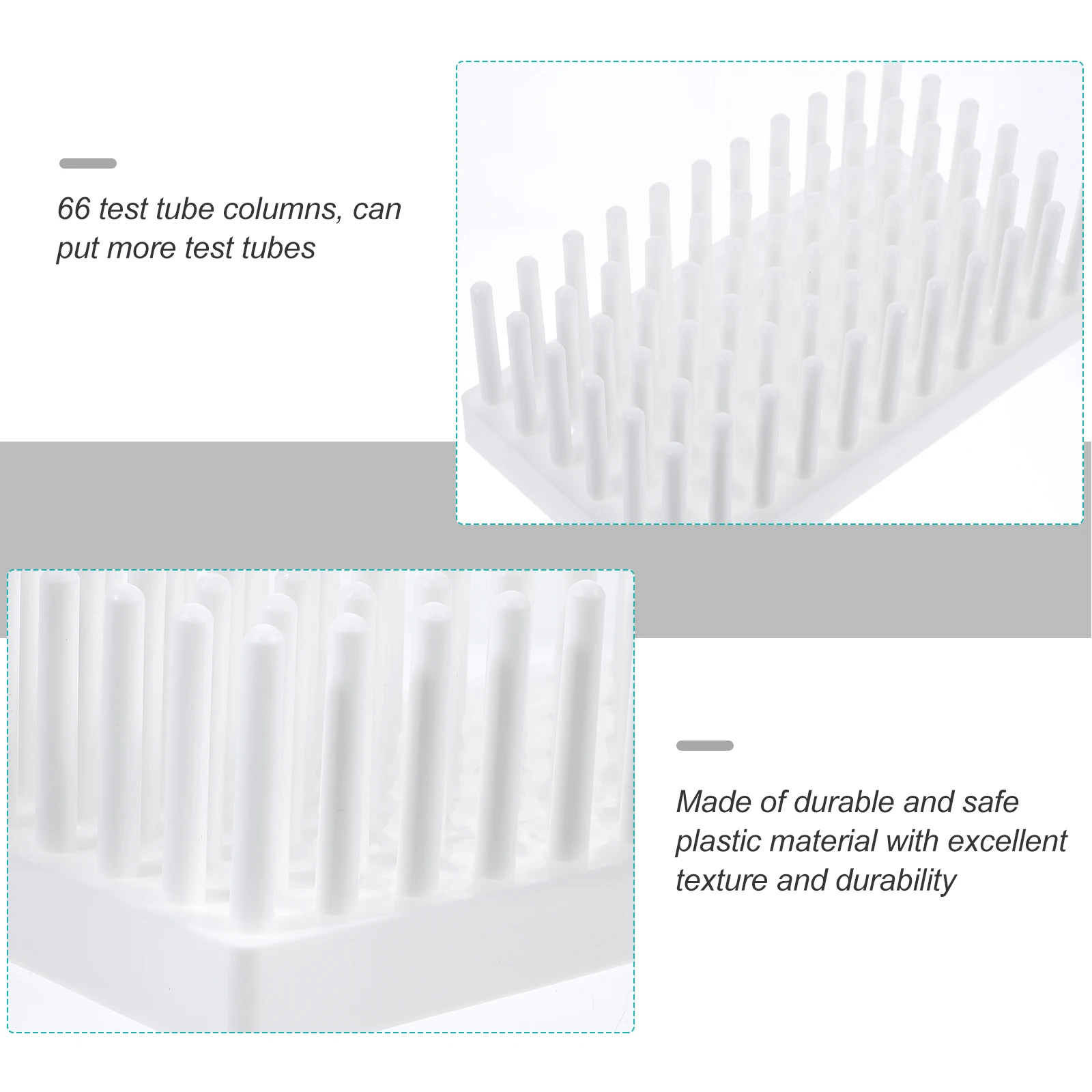 

Test Tube Rack Tube Stand Drying Shelf Laboratory Tool Holder Peg White Plastic Lightweight Storage