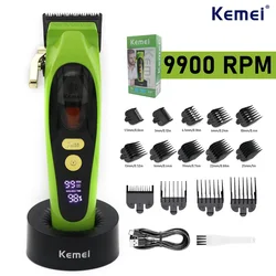 Kemei KM-2035 Professional Hair Clipper 9900RPM Magnetic Motor DLC Blade with Base LED Men's Hair Cutting Machine Hair Trimmer
