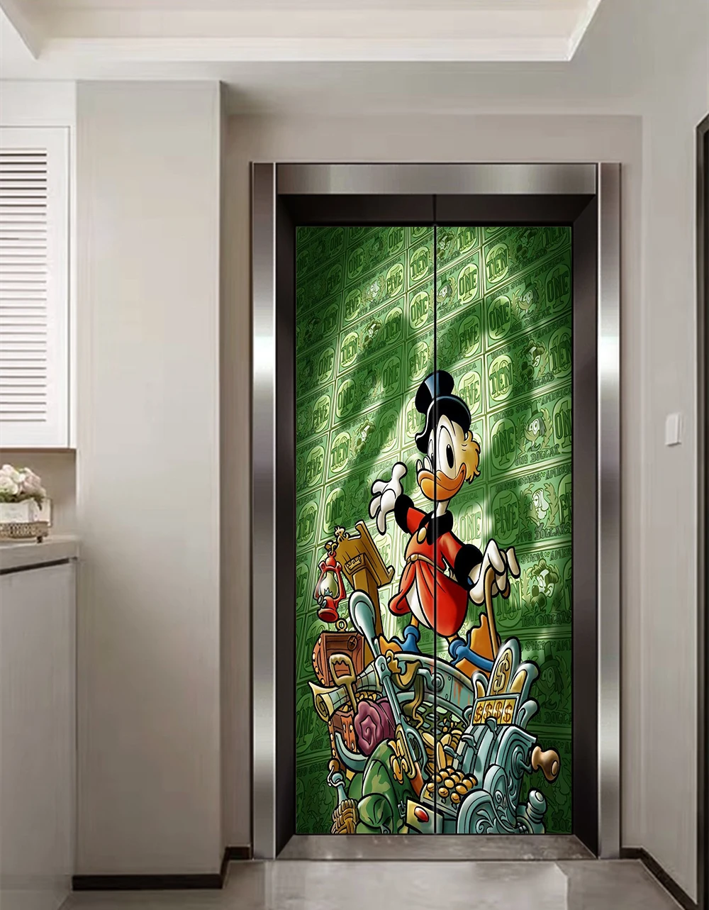 

Disney Mickey Donald duck Elevator Door sticker door wall decoration Home decoration Aesthetic vintage Kids Room Wall Sticker