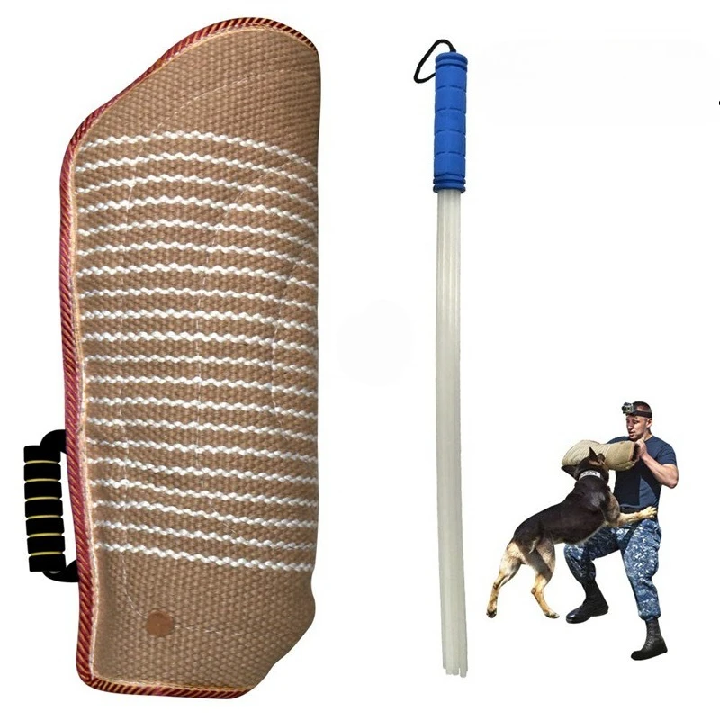 

2PCS Agility Equipment Set Dog Bite Sleeve with Whip Agitation Stick for Dogs Training Protection for Pitbull German Shepherd