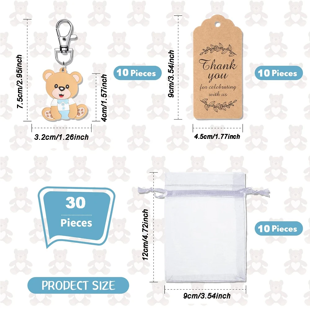 10 Shower Gift Sets Customer Return Gifts Animal Keychains Organza Bags And Thank-You Labels Shower Birthday Party Gift Items