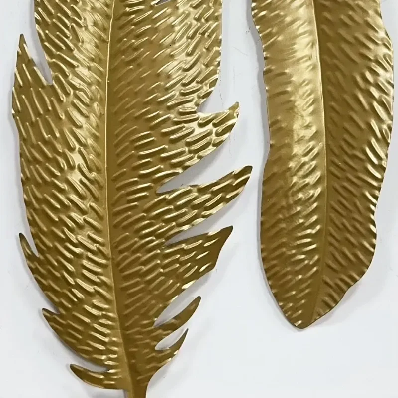 Modern Metal Feather Wall Art Luxury Living Room Hotel Lobby Corridor Stairwell Background Decor Creative Hanging Sculpture