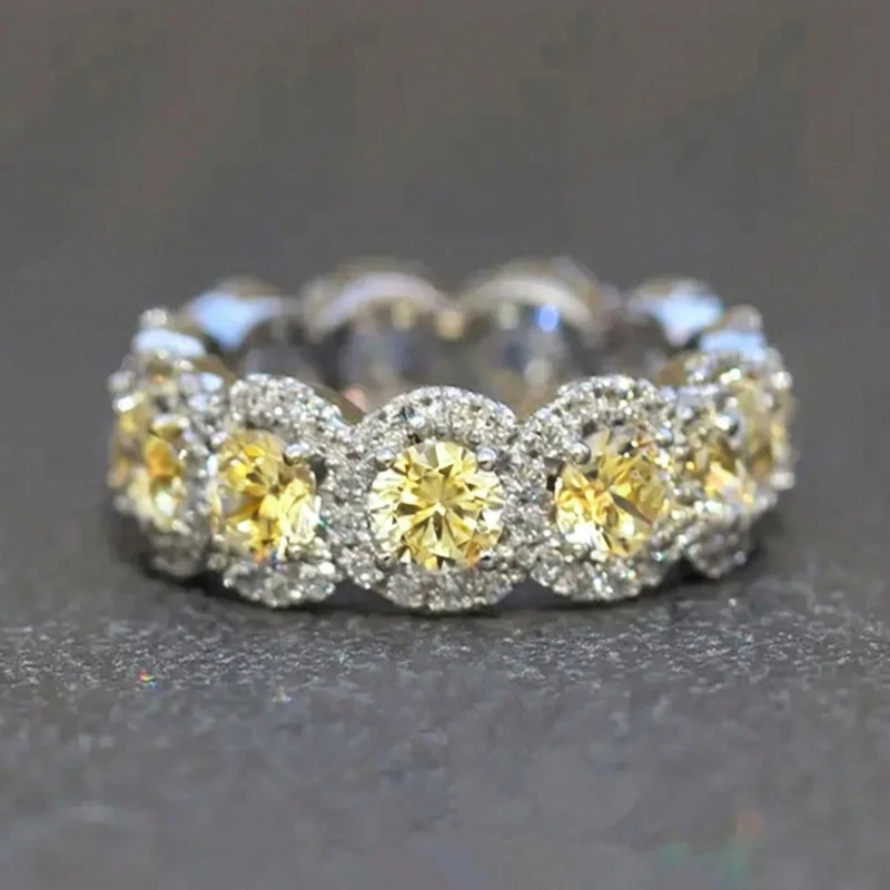 Huitan Funkelnde Zirkonia Versprechen Ringe für Frauen Hochzeit Verlobung Bands Silber Farbe Neue Moderne Mode Weibliche Schmuck – Detail 14