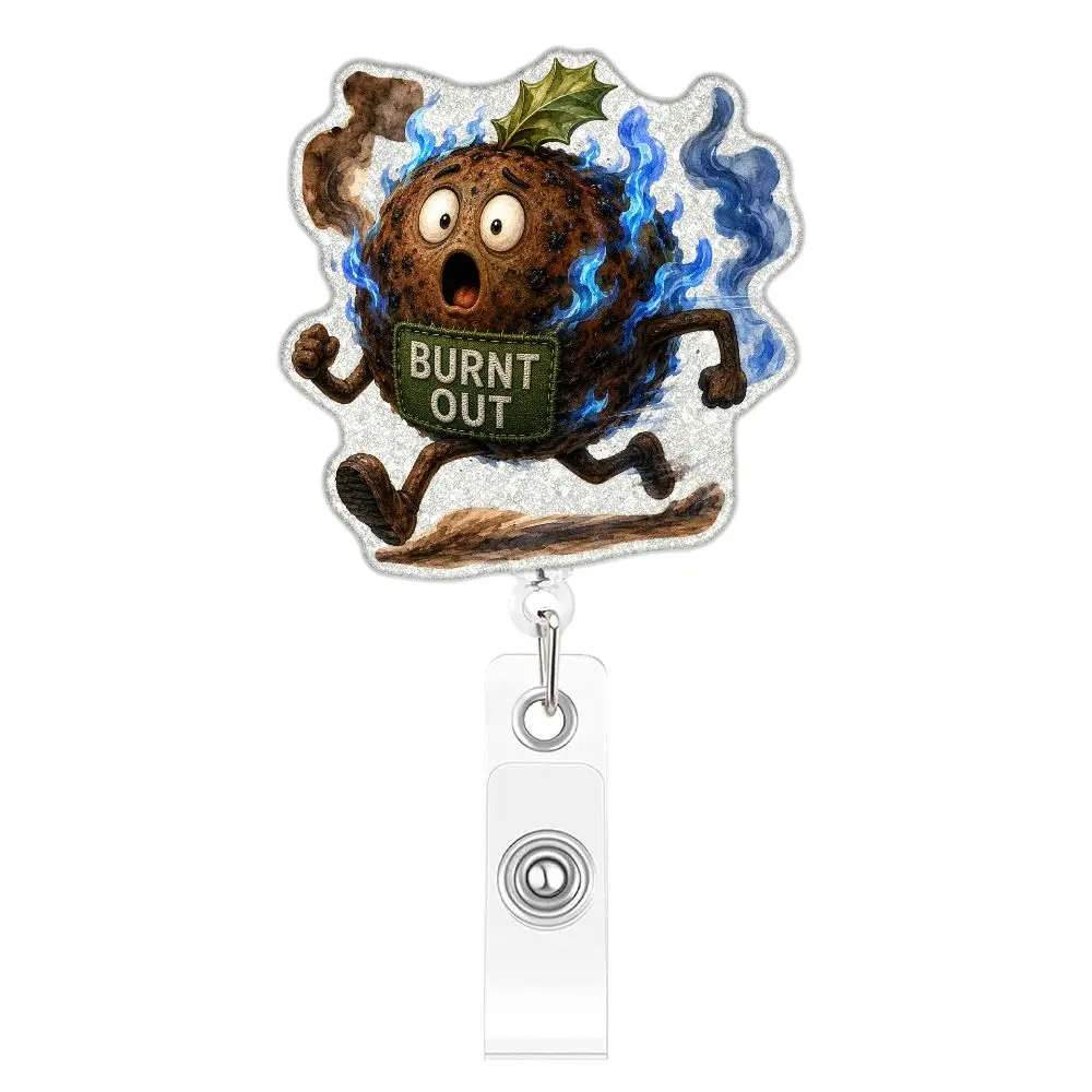 Acrylic Christmas Badge Reel Santa Claus Snowman Elk Retractable Badge Holder Xmas Decoration Cartoon ID Card Holder