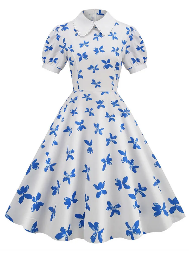Women Vintage Dress Floral Print Peter pan Collar Elegant Party Dress Puff Short Sleeve Pin Up 50s Party Sundress 3XL - AliExpress 200000345 Women Vintage Dress Floral Print Peter pan Collar Elegant Party Dress Puff Short Sleeve Pin Up 50s Party Sundress 3XL - AliExpress 200000345