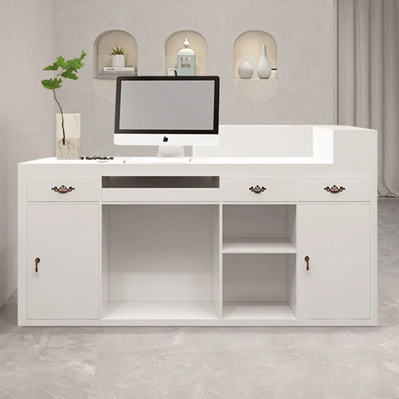 White Lectern Reception Desk Podium Modern Office Table Retail Shop Counter Pulpitos Laudry Cabinet Kassentisch Shop Furniture