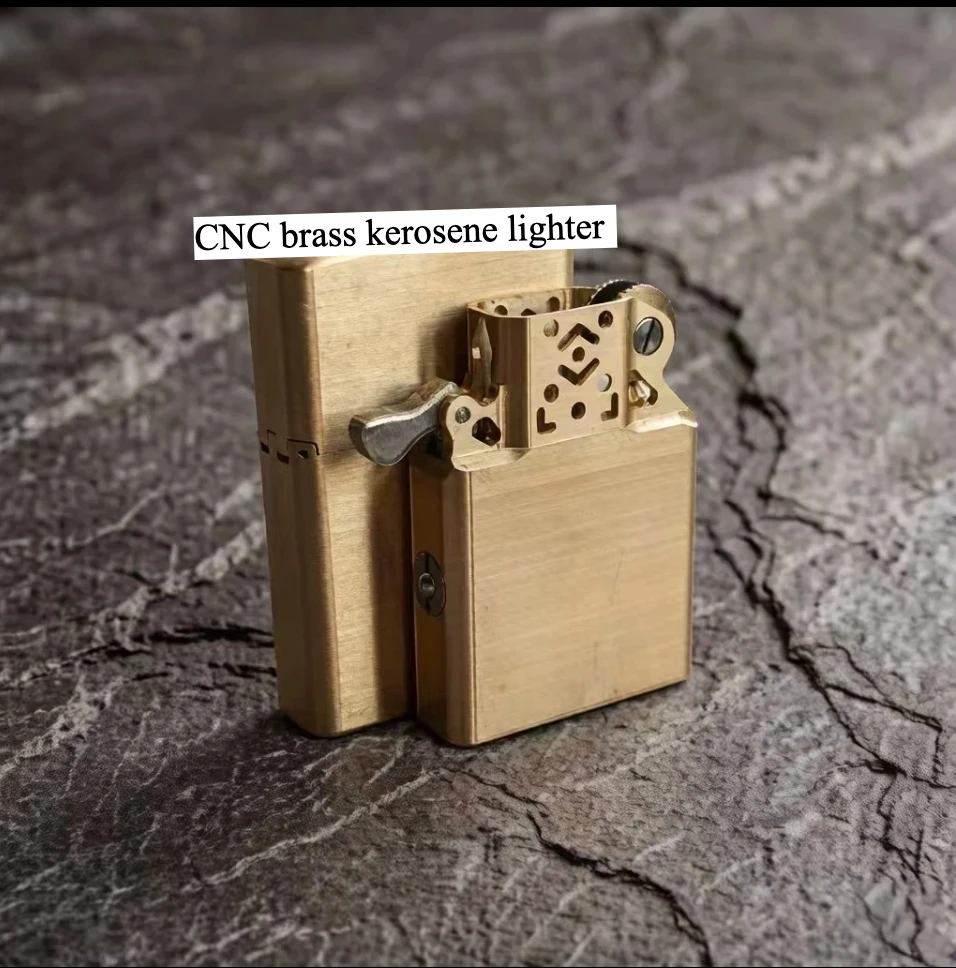 New CNC brass integrated reinforced super inner fuel lighter, premium brass windproof lighter, cigarette accessories, men's gift