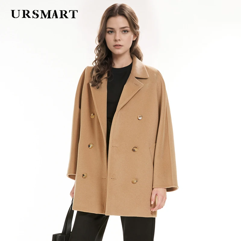 White Double Breasted Short Women's Wool Coat Classic Custom Cashmere Blend High-Quality Winter Warmth