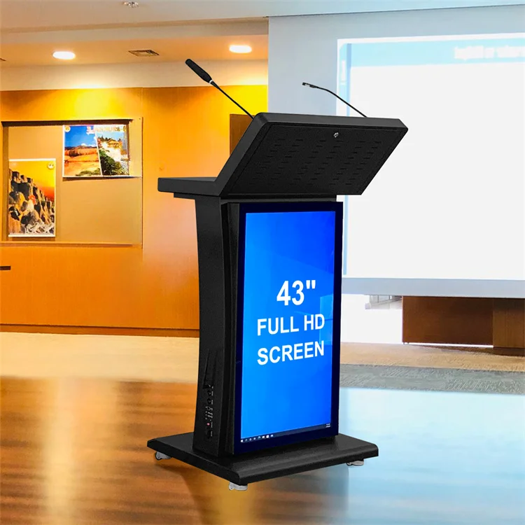 Multimedia Digital Podium School Electronic Podium Table Classroom Steel Central Control Lectern