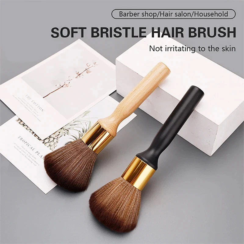 Salon Long Handle Neck Face Cleaning Hairbrush Soft Bristles Barber Broken Hair Sweeping Brushes Professional Hairdressing Tools