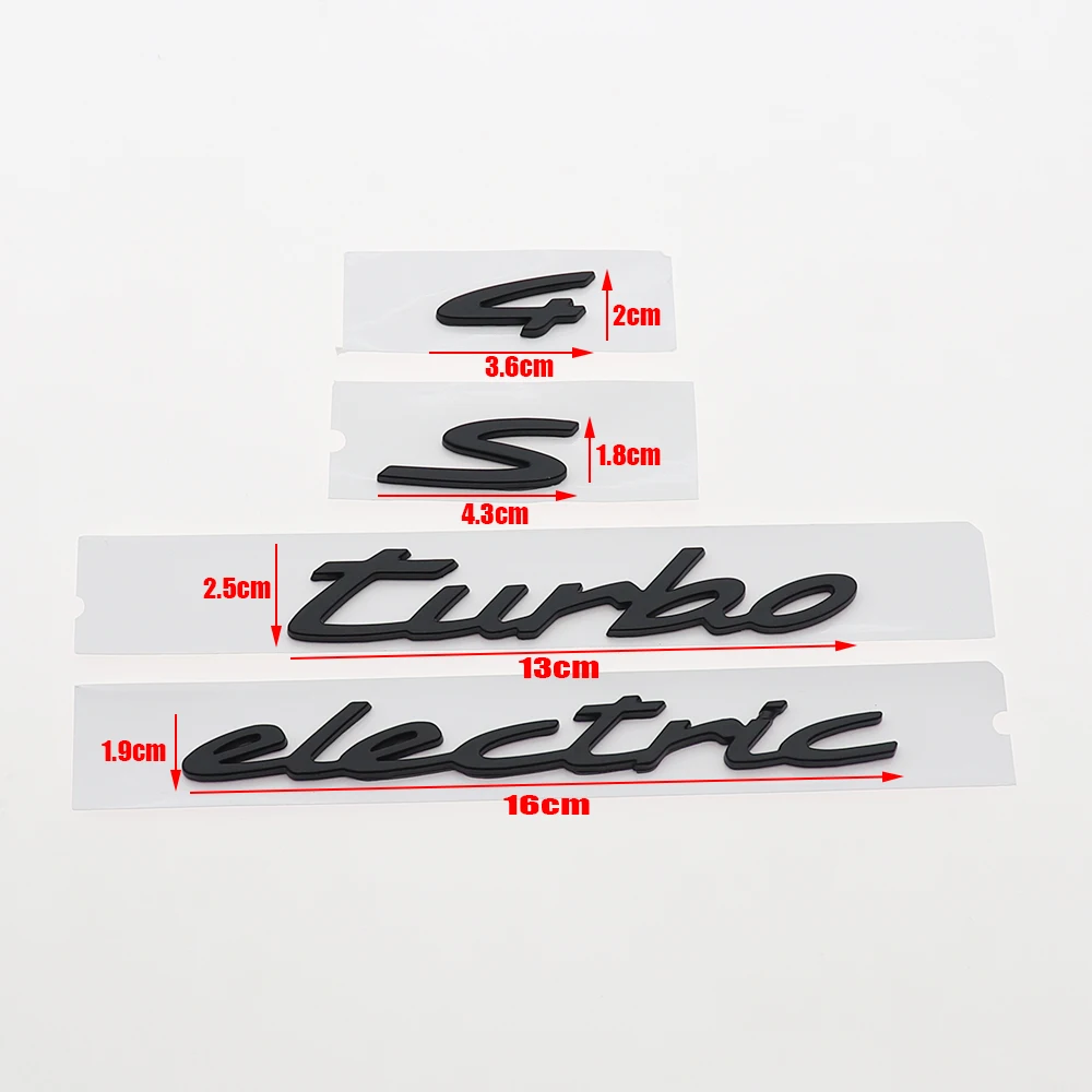 1PC New 3D ABS 4 S turbo electric Car Letter Logo Fender Side Sticker Tail Decoration Badge Auto Rear Trunk Emblem Decal BSJ