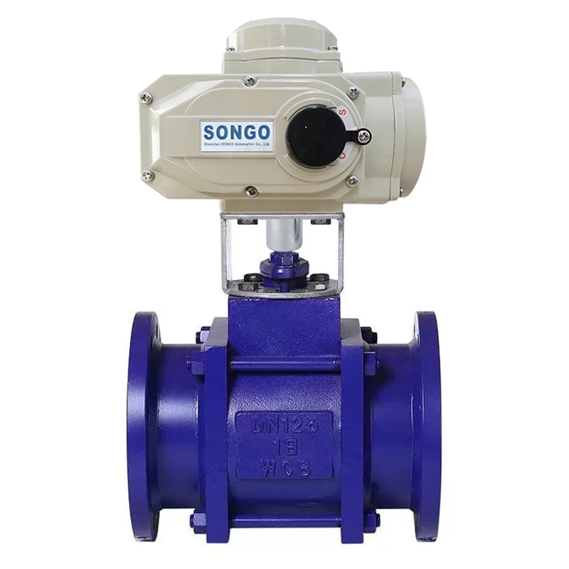 DN80 3 بوصة 24 فولت الخيوط الخامس نوع السيراميك شفة صمام كروي بمحرك مع الشركة المصنعة للمحرك الكهربائي