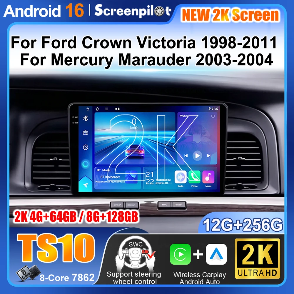 For Ford Crown Victoria 1998-2011 For Mercury Marauder 2003 2004 GPS Navigation Car Multimedia Video Player Car Radio Android 16
