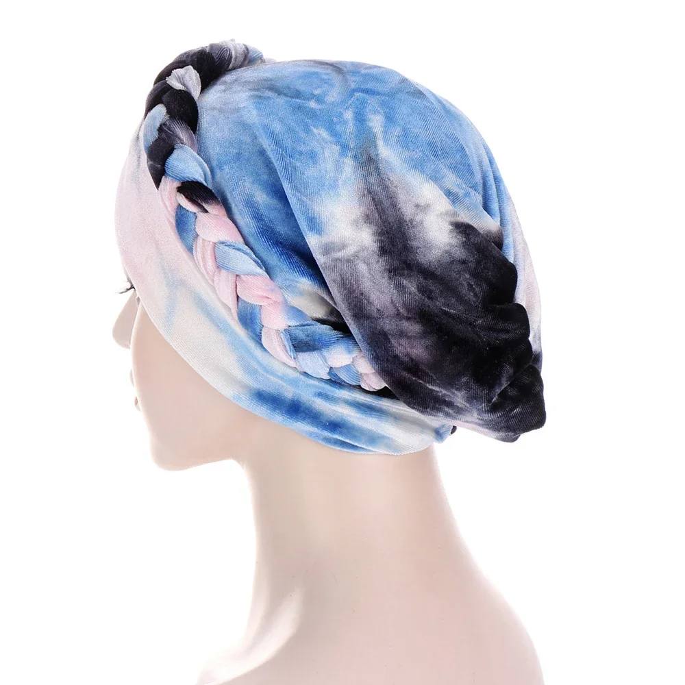 Turbante Hijab trenzado para mujeres musulmanas, gorro elástico para quimio, sombrero para la pérdida de cabello, envoltura para la cabeza, gorro