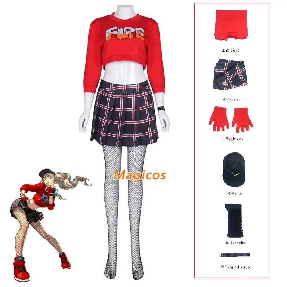 

Game Persona 5 Anne Takamaki Cosplay Costume Plaid Skirt JK Uniform Dance Training Set Women Girls Lovely Sexy Campus Party Suit