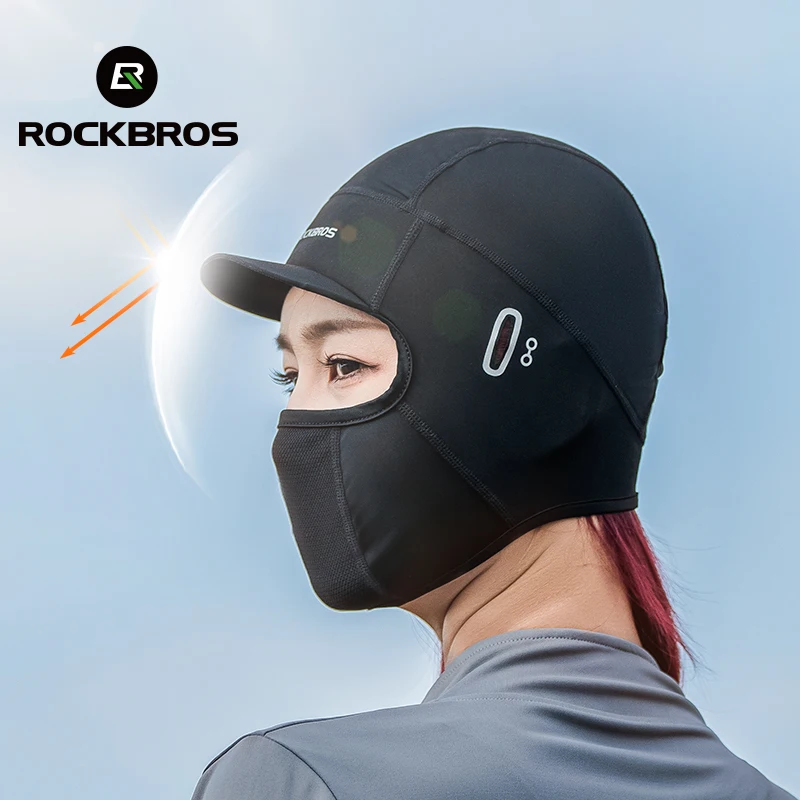 ROCKBROS Summer Ice Silk Mask Breathable Sun UV Protection Reusable Sweat Wicking Glasses Hole Men Women Quick Drying Balaclava