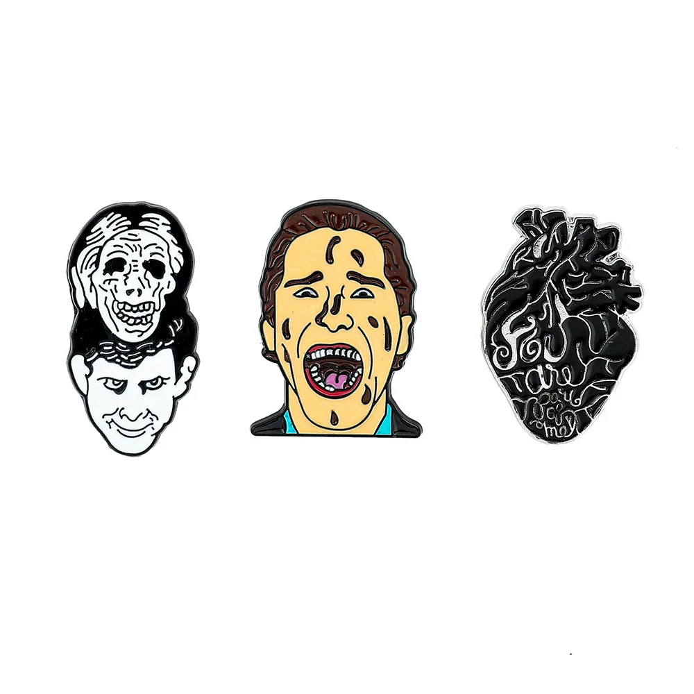 

Horror Halloween Skeleton Character Brooch European and American Film and Television Personality Funny Skeleton Heart Alloy Drip