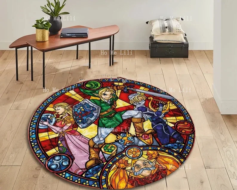 Zelda Round Mat Decor Room Carpet Gift For Gaming Zelda Fan Rug