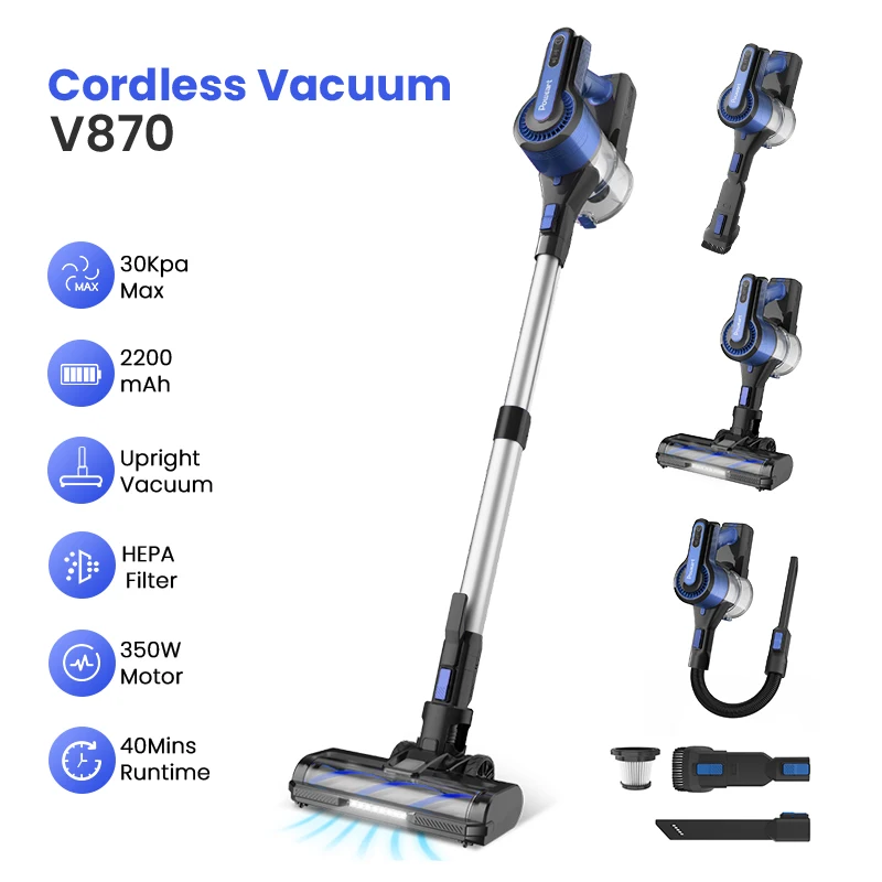 

Poweart V870 30Kpa 350W Cordless Handheld Vacuum Cleaner Self-Standing Rechargeable Battery Wireless for Home Cleaning