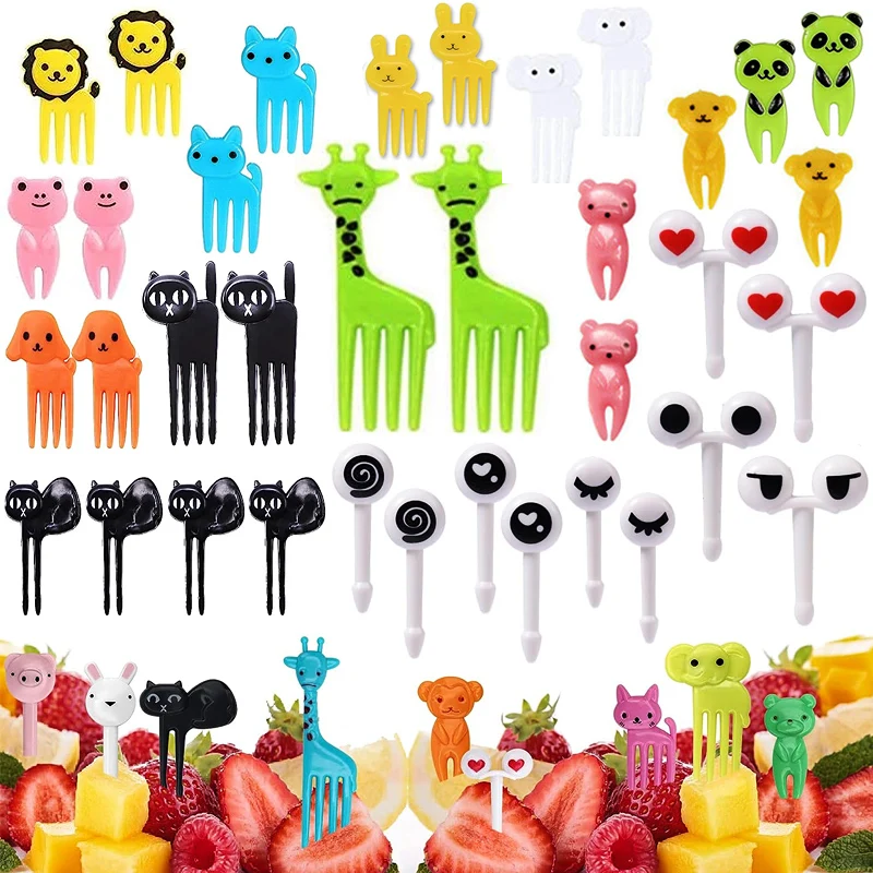 36Pcs Kids Fruit Picks Needle Stick Toothpicks Mini Creative Fruit Cake Dessert Food Forks Lunch Box Decor Bento Accessories