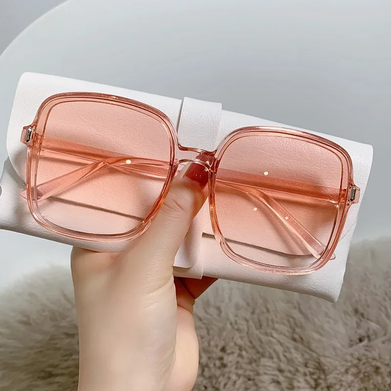 2023 Fashion Oversize Square Outdoor UV400 Sunglasses Gradient Lens Decoration Sun Glasses Trendy Transparent Frame Eyeglasses image 4