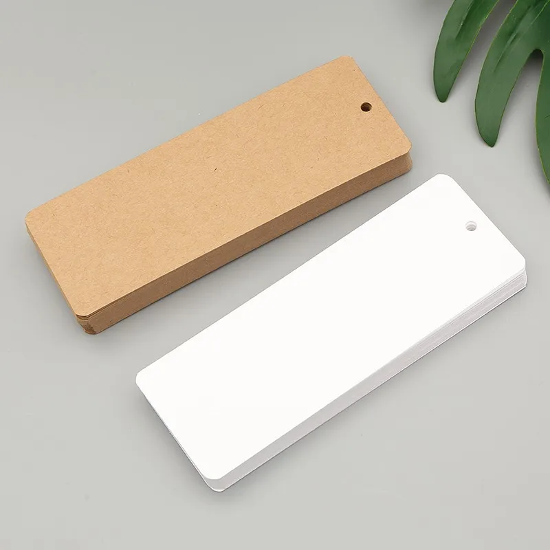 Rectangle White Kraft Paper Tags Blank Card Gift Packaging Hang Tag Labels for Clothing Garment Tag DIY Bookmark Handmade 30pcs