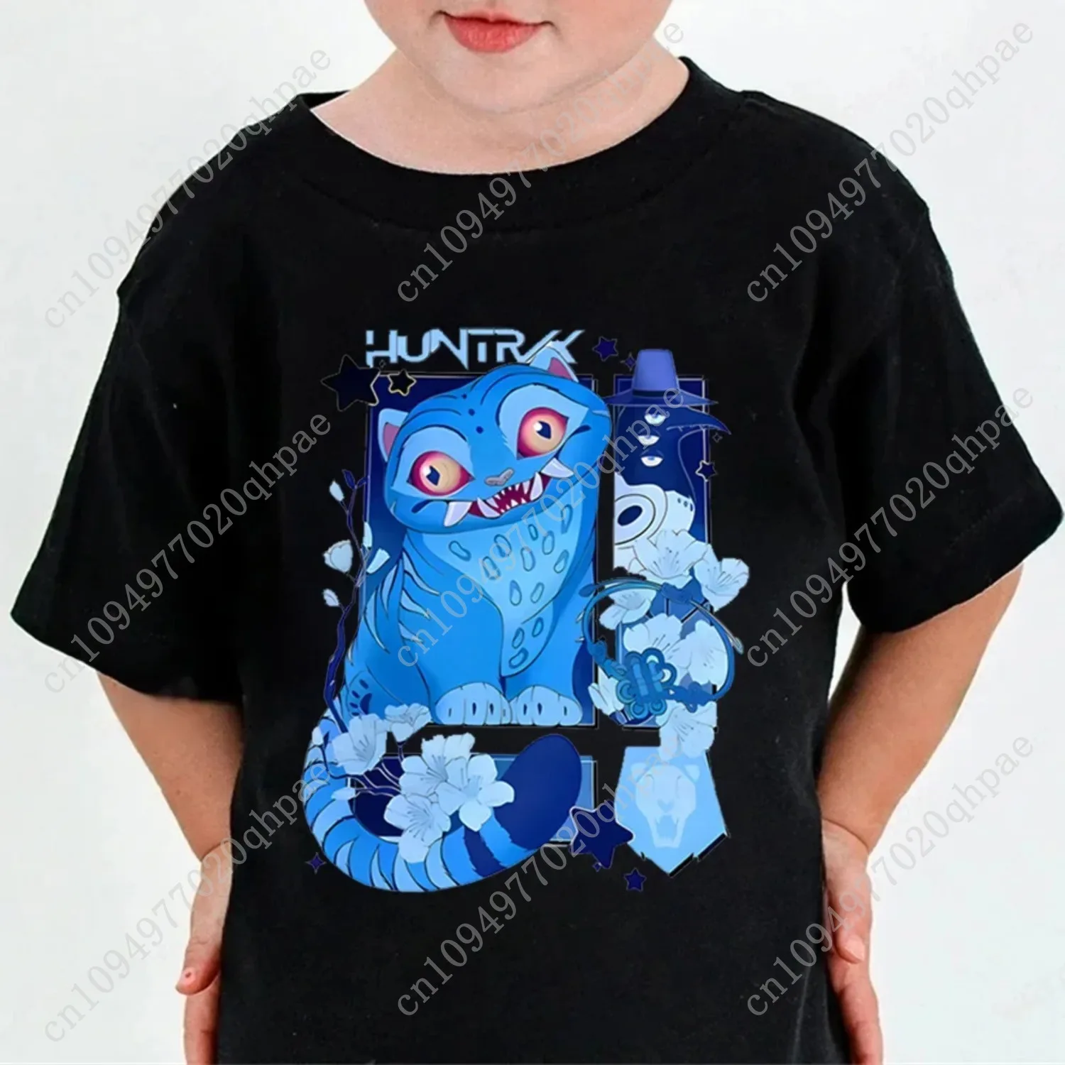 เสื้อยืด Huntrix Kpop Chasseurs de démons สำหรับเด็กชาย เด็กหญิง แฟนคลับ ของขวัญฤดูร้อน คอกลม แขนสั้น เสื้อยืดแฟชั่นเด็ก