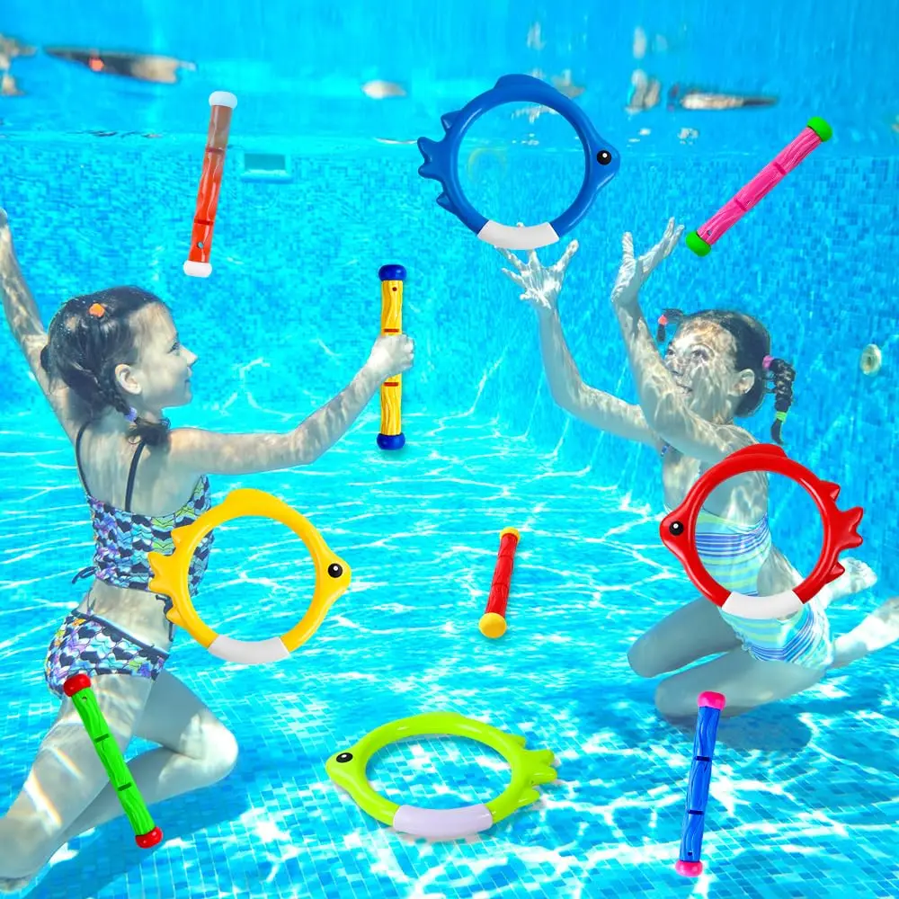 10 stücke Pool Tauchen Schwimmen Spielzeug Bunte Unterwasser Training Sinking Werfen Dive Ringe Sticks für Kinder Sommer Pool Schwimmen party