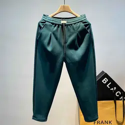 Spring Autumn New Fashion Elastic Waist Drawstring Pockets Casual Loose All-match Men's Clothin Korean Trend Bound Feet Pants