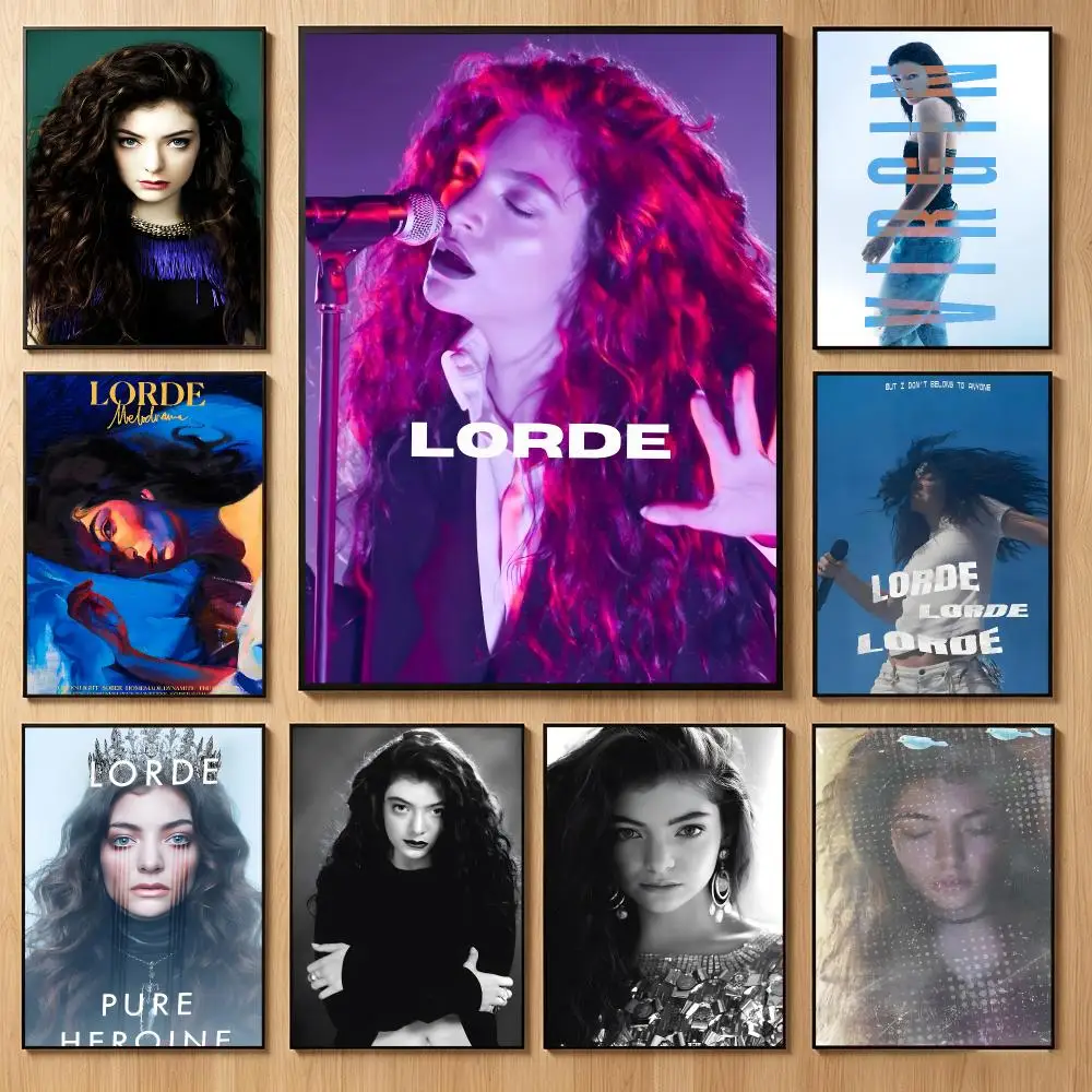 Melodic Singer l-Lorde Poster Classic Self-Adhesive PP Wall Sticker for Living Room Bar Decor Gift