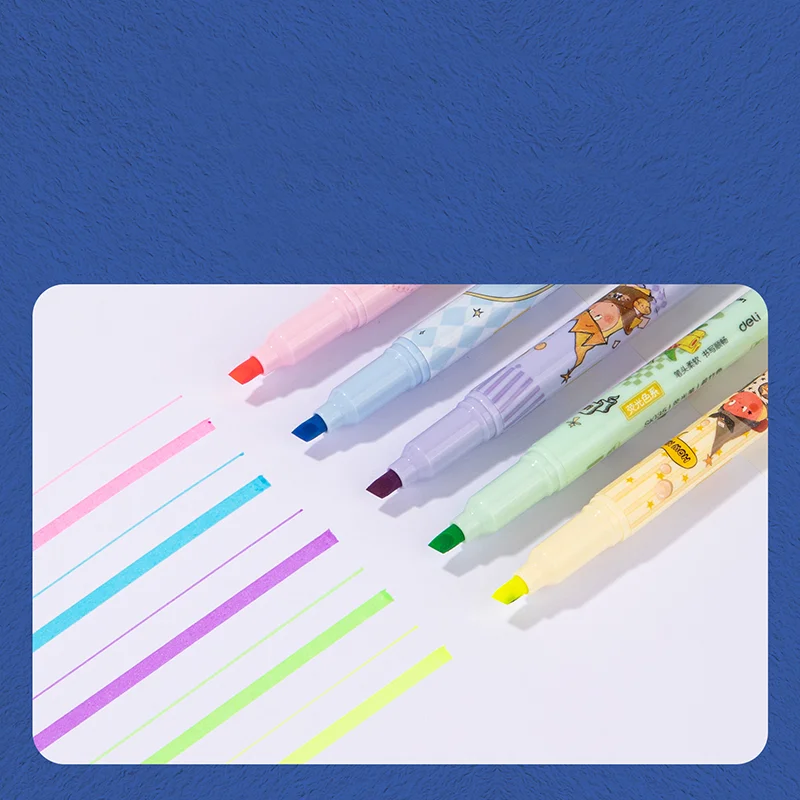 DELI 5PCS SK135 Highlighter Cartoon Paint Marker Pen School Office Office Stationery Supply Kawaii