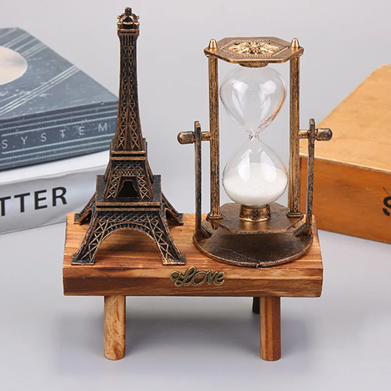 

New Creative Nordic Vintage Glass Eiffel Tower Hourglass Home Study Bedroom Living Room Artifact Decoration Timer Pendant Pieces