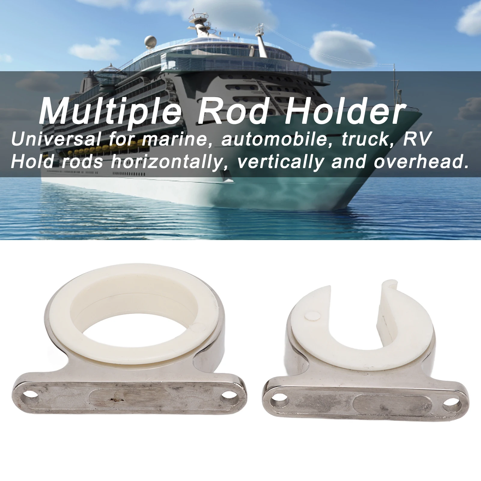 

316 Stainless Steel Horizontal Fishing Rod Rack Multiple Rod Holder for Marine Automobile Truck RV Fishing Pole Holder